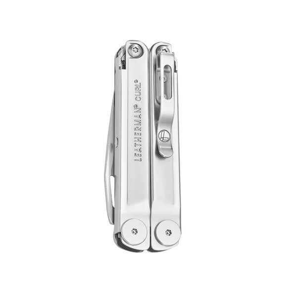 Leatherman CURL - затворен мултитул, заден изглед с клипс за носене на колан или джоб