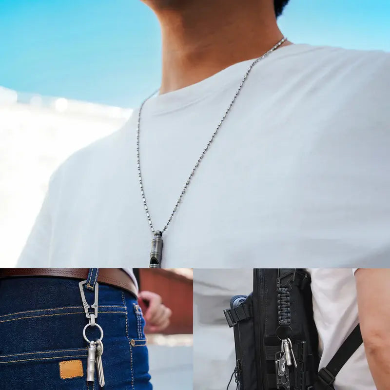 KeyUnity KA55 титаниева свирка за носене на врата, ключодържател или раница