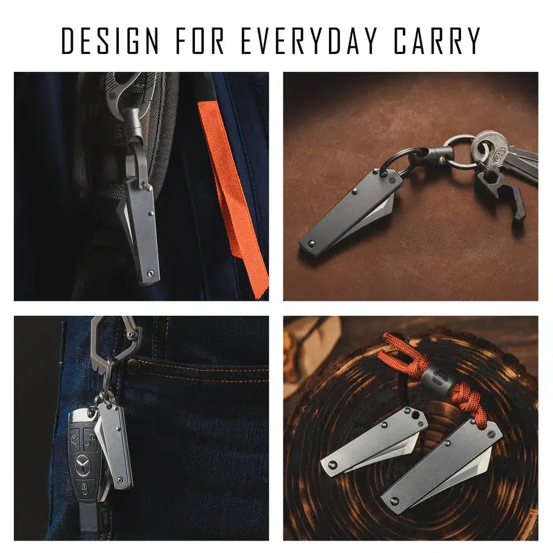 KeyUnity KK03 S мини сгъваем нож за ежедневно EDC носене на ключодържател и карабинер