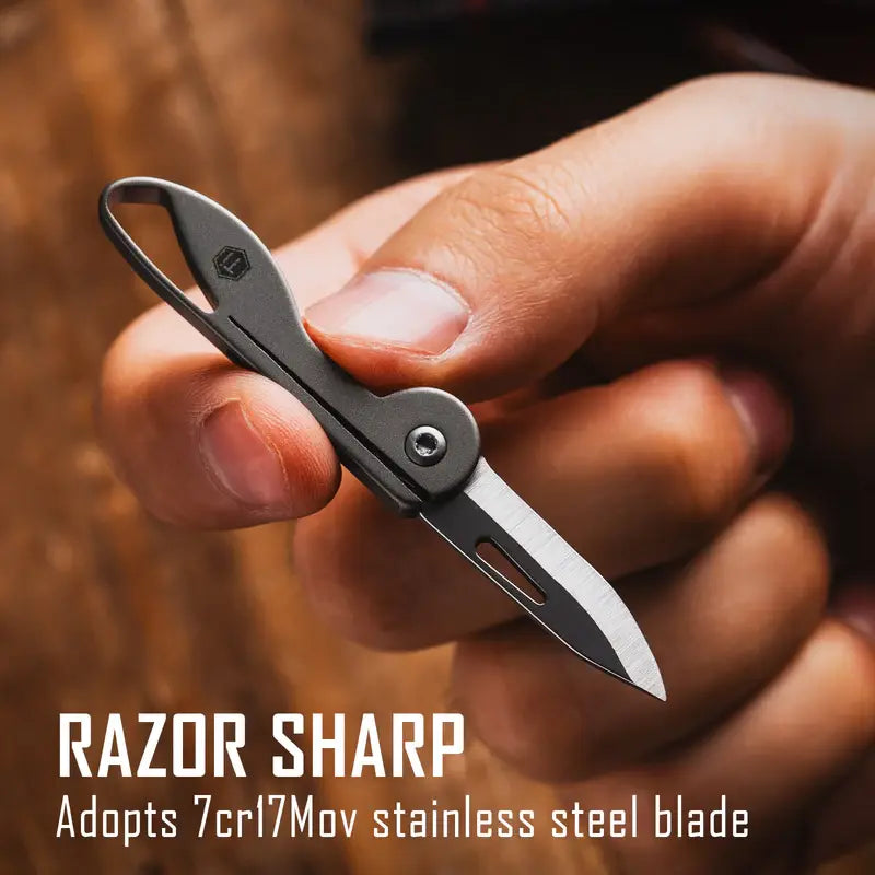 KeyUnity KK05 мини титаниев сгъваем нож с остро острие от 7Cr17Mov за EDC