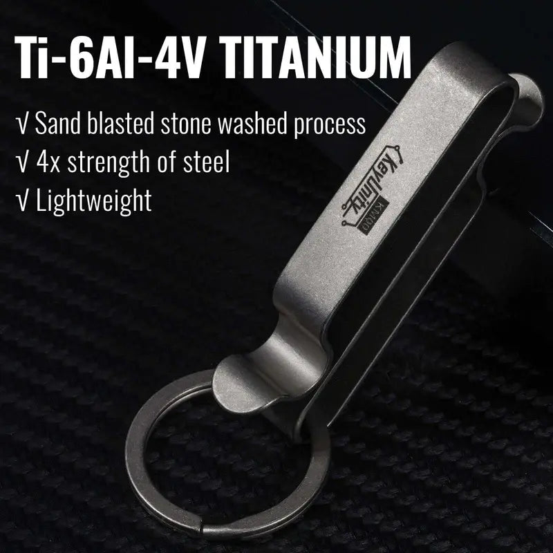 KeyUnity KM00 титаниев EDC ключодържател от сплав Ti-6Al-4V, пясъчно обработен, лек и с изключителна здравина за ежедневно носене