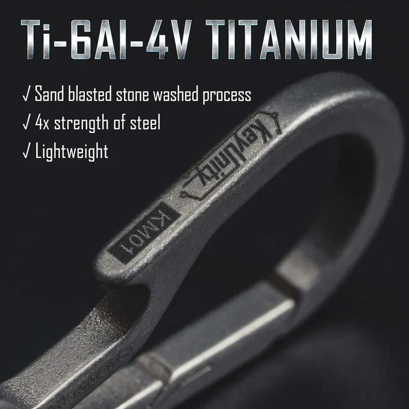 KeyUnity KM01 титаниев EDC ключодържател от сплав Ti-6Al-4V, пясъчно обработен и stone washed, лек и до 4 пъти по-здрав от стомана