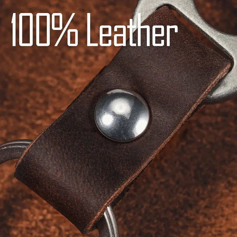 Естествена кожа на титаниев ключодържател KeyUnity KM02 - ръчно изработен детайл