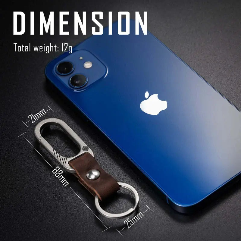 Размери на титаниев ключодържател KeyUnity KM02 - компактен EDC 