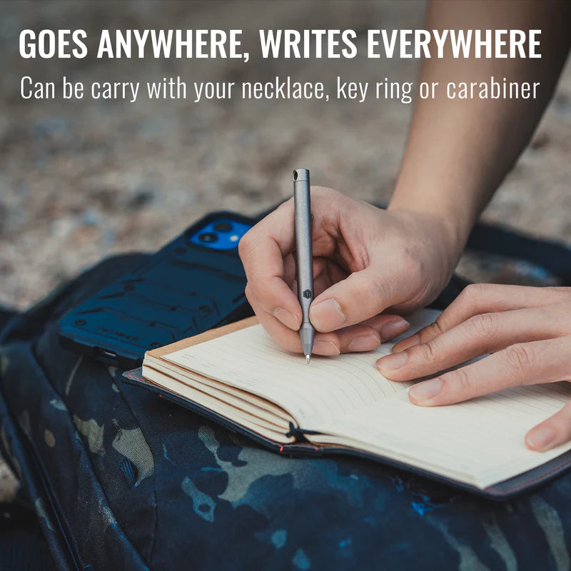 Компактна титаниева EDC писалка KeyUnity KP00 за носене с ключодържател, верижка или карабинер