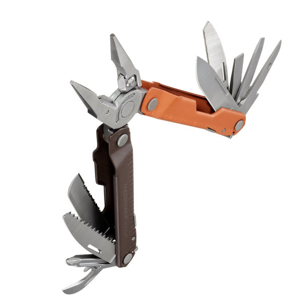 Leatherman Rebar Burnt Sienna мултитул - страничен изглед с разгънати инструменти