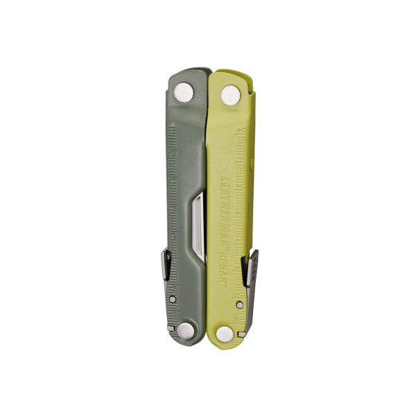 Leatherman REBAR Mossy Slate - затворен мултитул, заден изглед с цветни дръжки