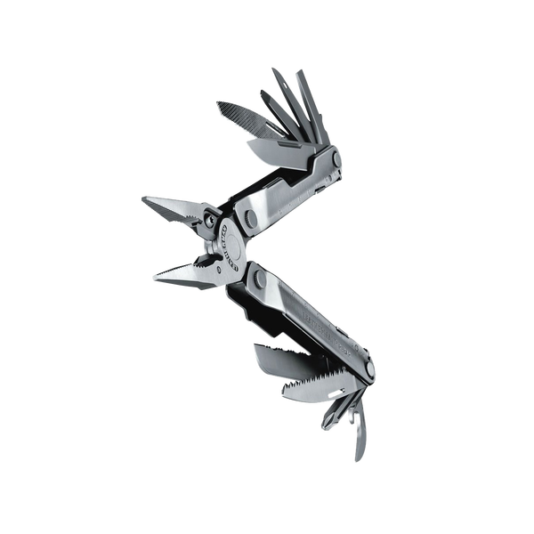 Leatherman Rebar мултитул в работно положение с ножове, трион и отвертки