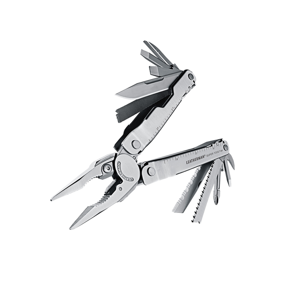 Leatherman Super Tool 300 - отворен мултитул с разгънати инструменти под ъгъл